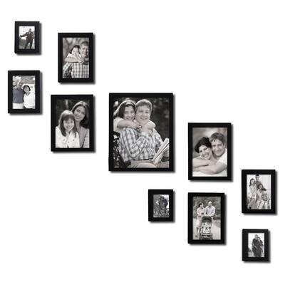 Adeco Decorative Black Wood Wall Hanging/ Table Top 10-piece Photo Frame Set