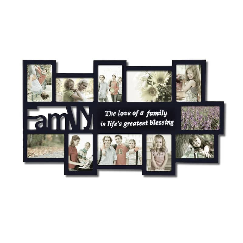 Black Decorative Wood 'Family' Collage Wall Hanging Photo Frame