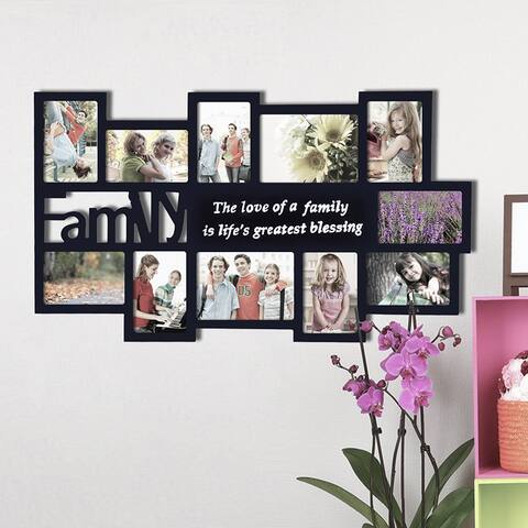 Adeco Family Black Wood Decorative Collage Wall-hanging Photo Frame