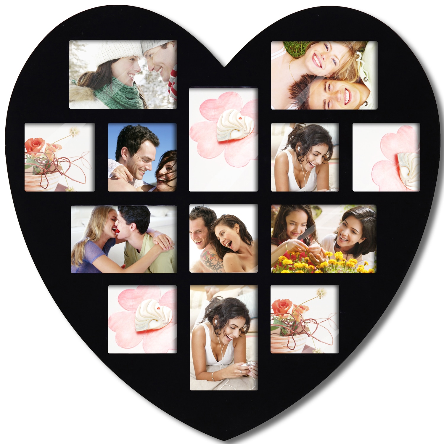 Adeco Heart Black 13 opening Picture Collage Frame