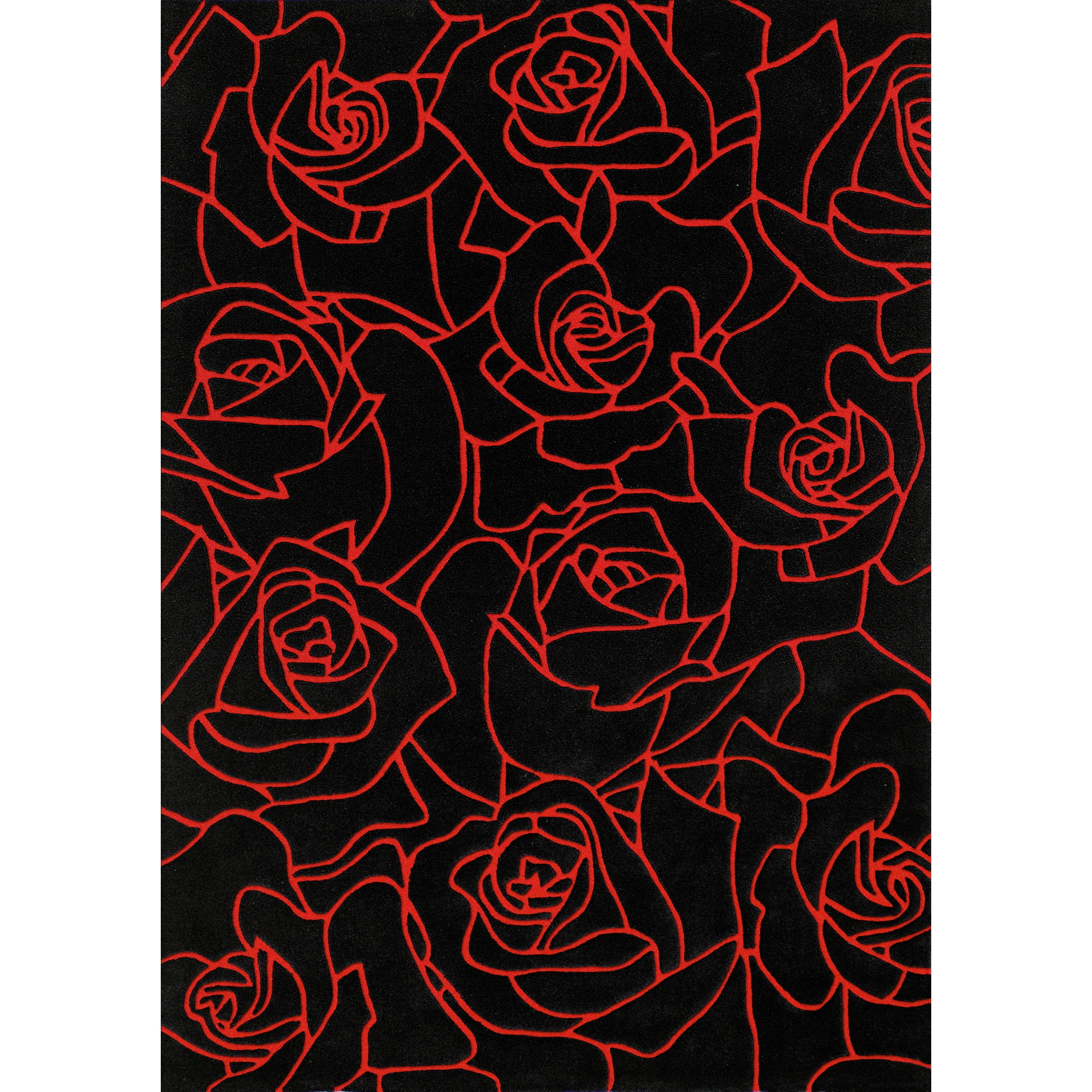 Mystique Black Flowers Rug (5.3 X 7.7)