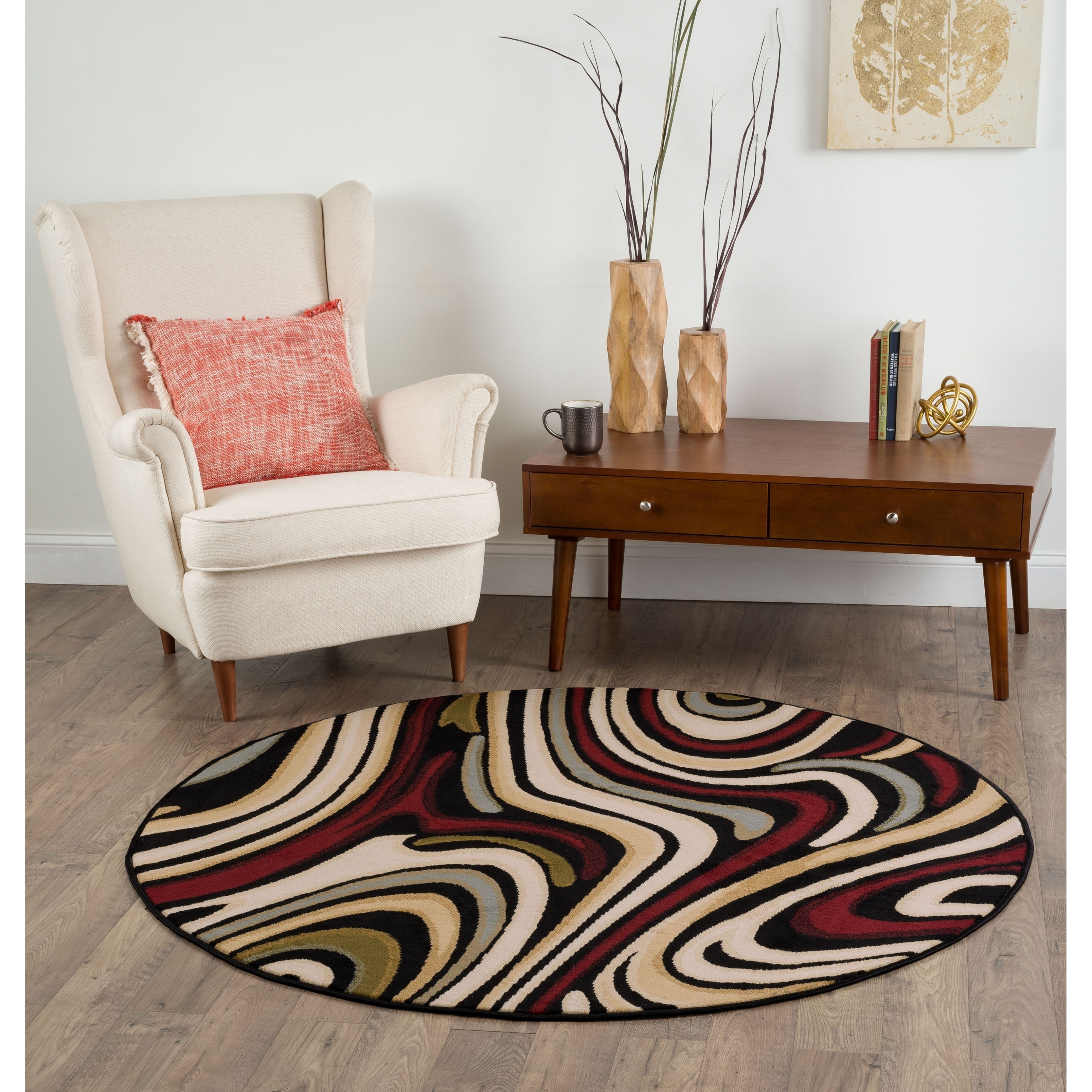 Lagoon Charcoal Contemporary Area Rug (53 Round)
