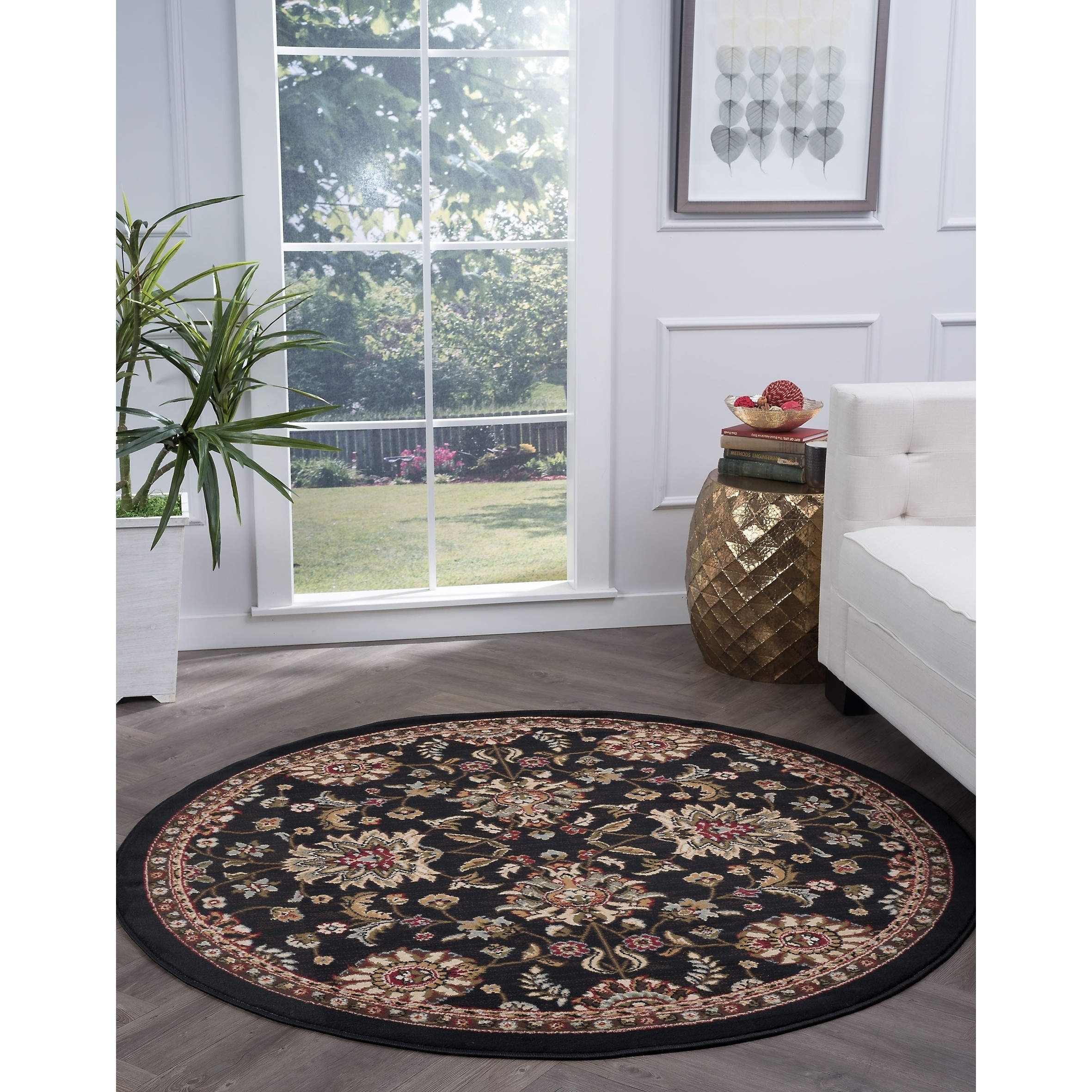 Lagoon Charcoal Transitional Area Rug (53 Round)