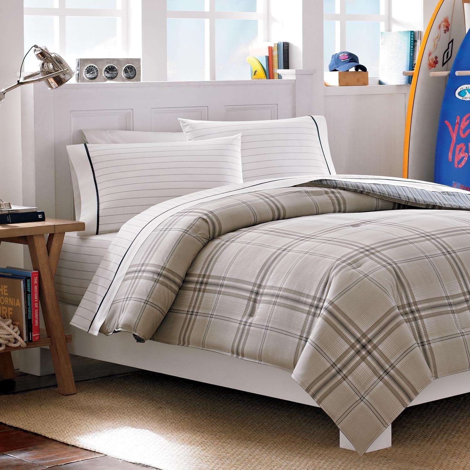 Nautica Hempstead Plaid Cotton 3 piece Duvet Cover Set