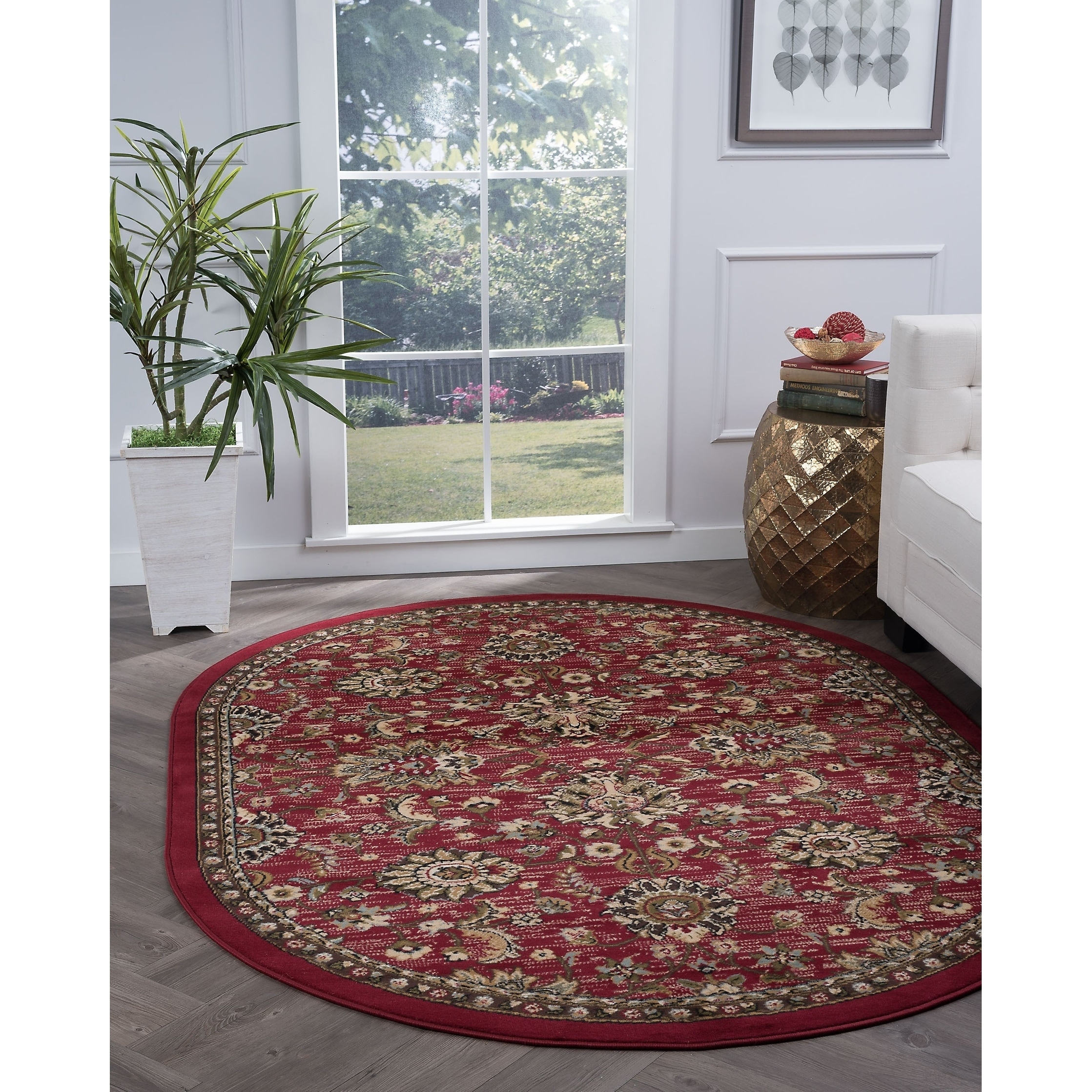 Lagoon Red Oval Transitional Area Rug