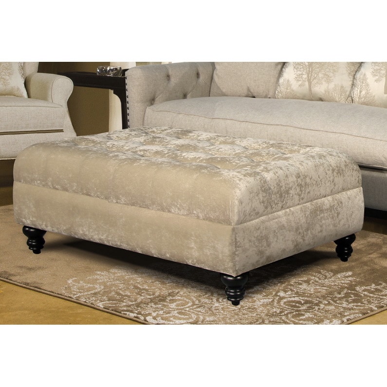 Beige Polyester Tufted Ottoman