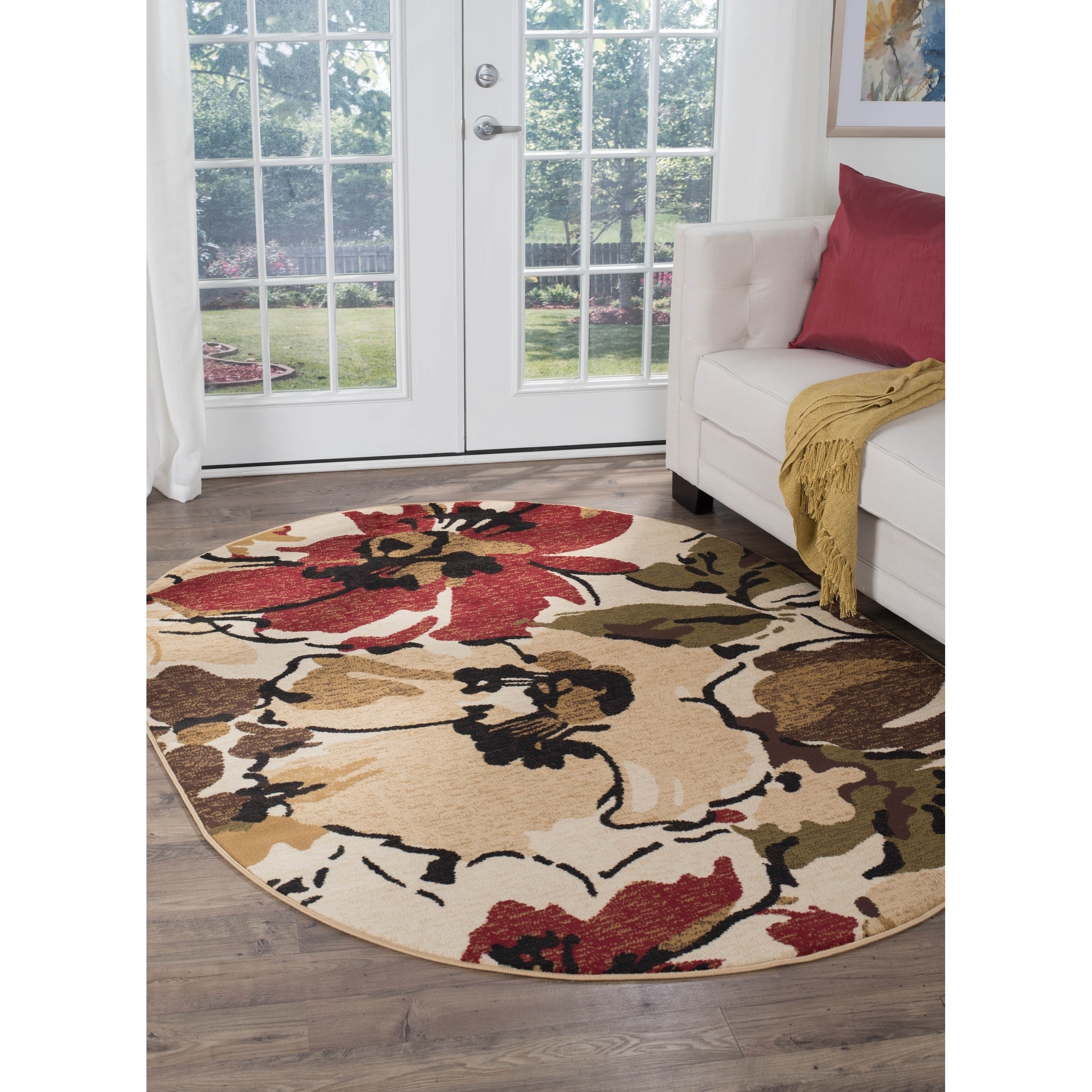 Lagoon Beige Oval Contemporary Area Rug