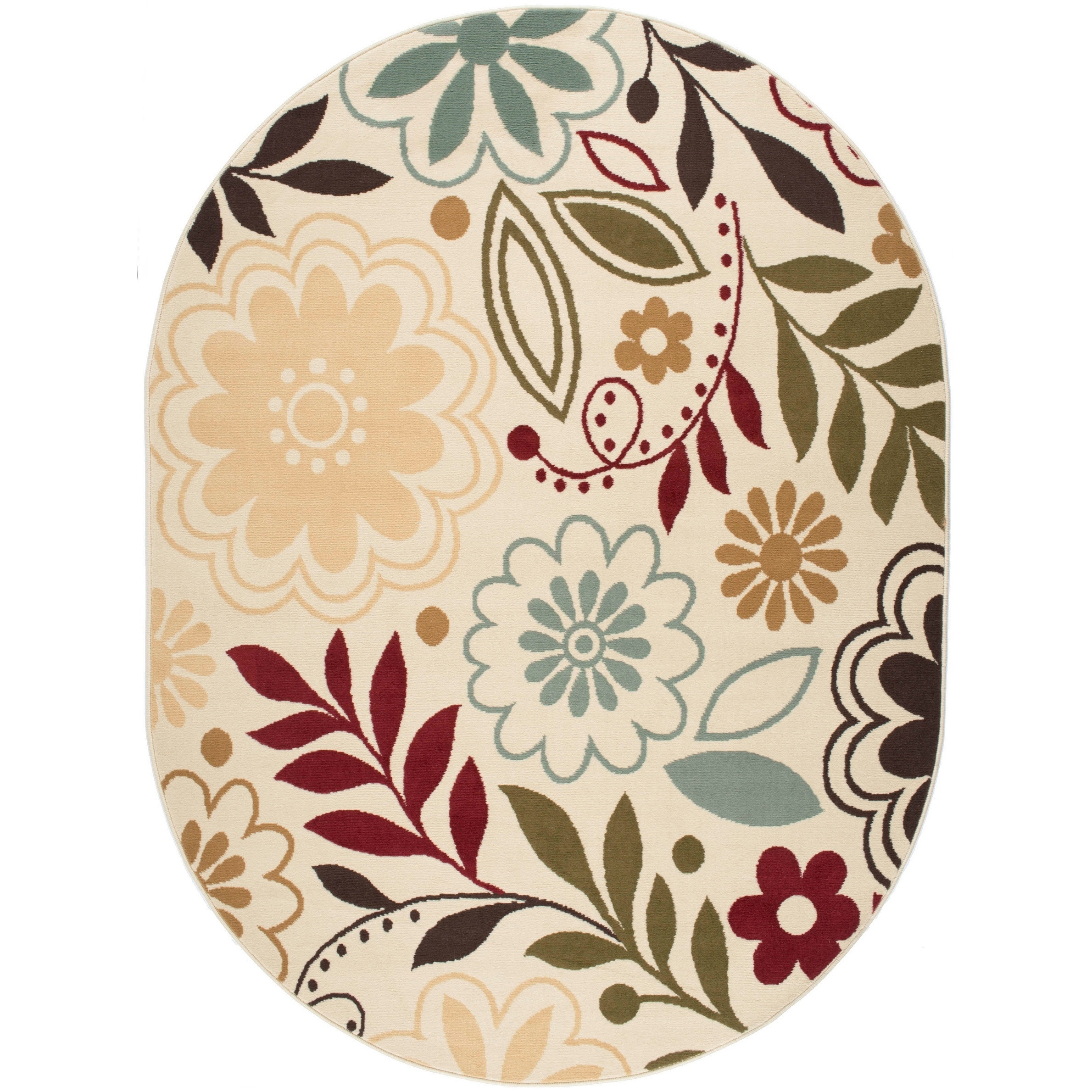 Lagoon Beige Oval Contemporary Area Rug