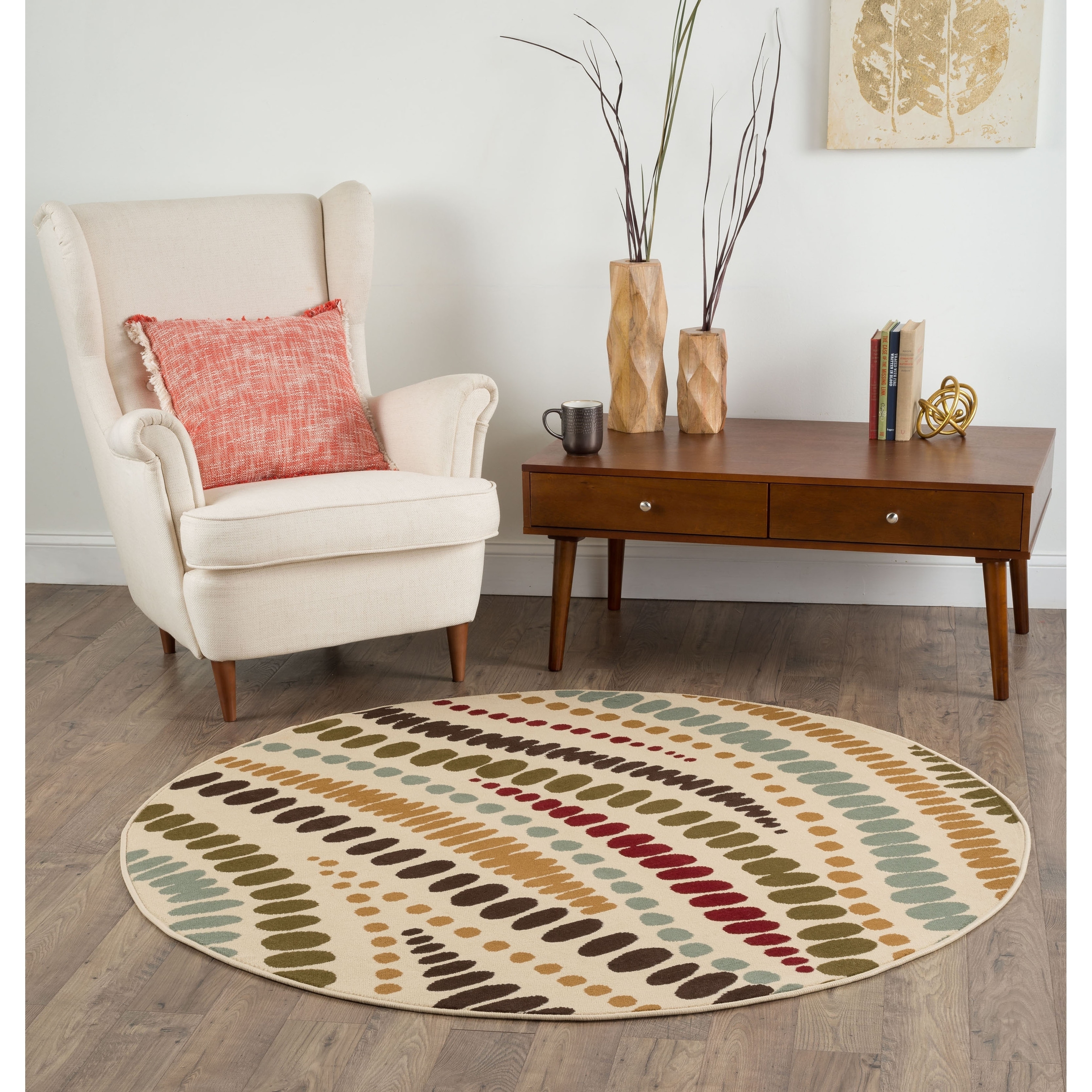 Lagoon Beige Contemporary Area Rug (710 Round)