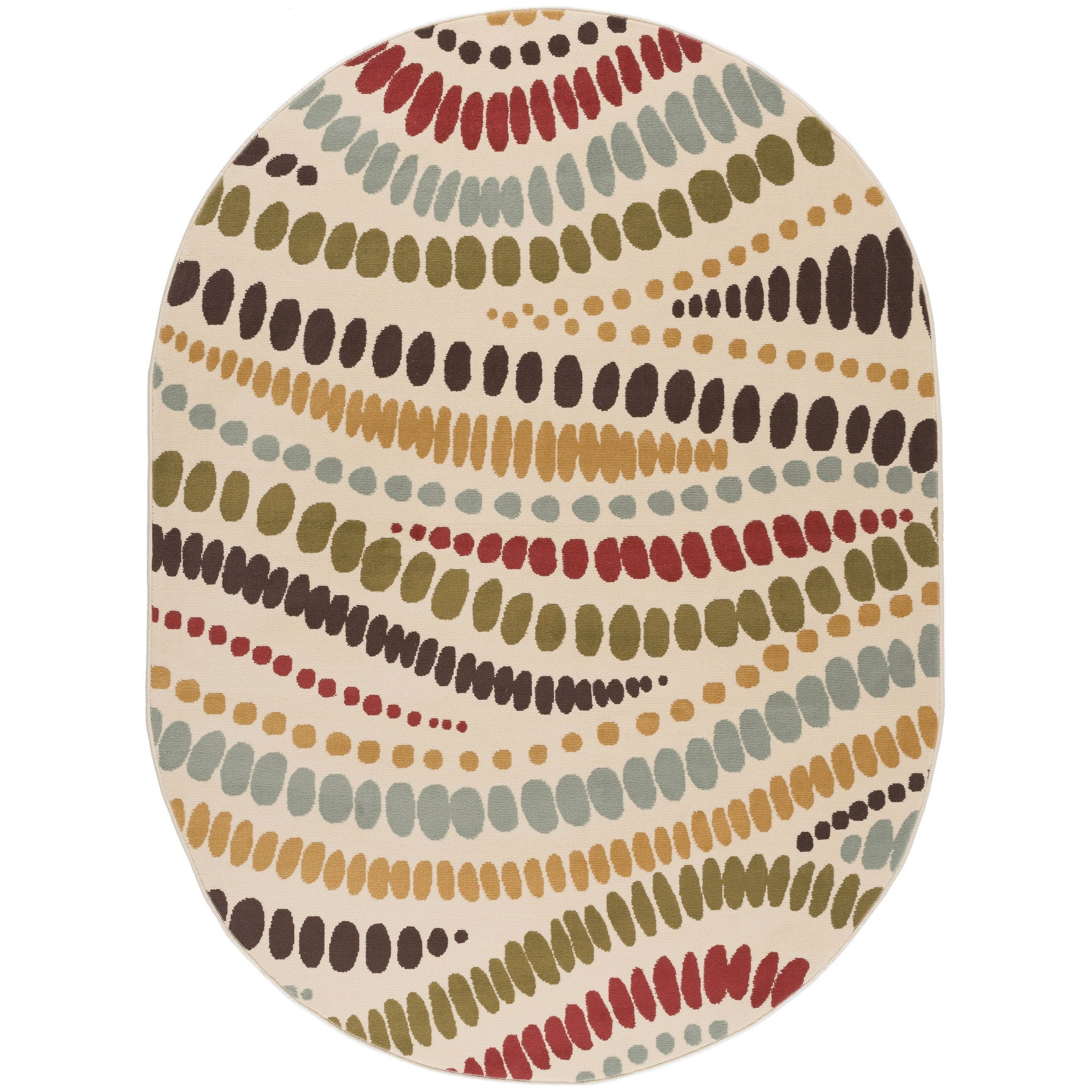 Lagoon Beige Oval Contemporary Area Rug