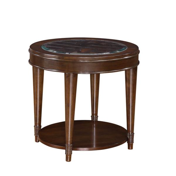 Emerald Transitional Round End Table with Glass Top  