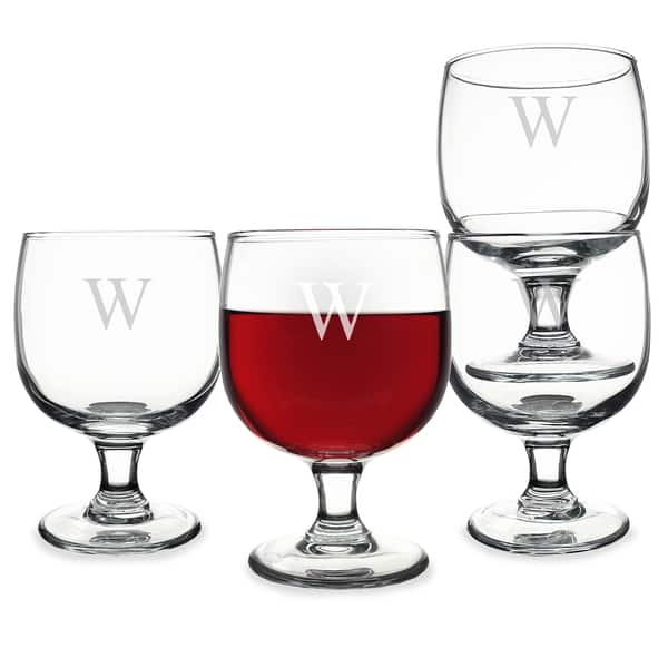 Hand Cut Stemmed Wine Glass with Custom Monogram