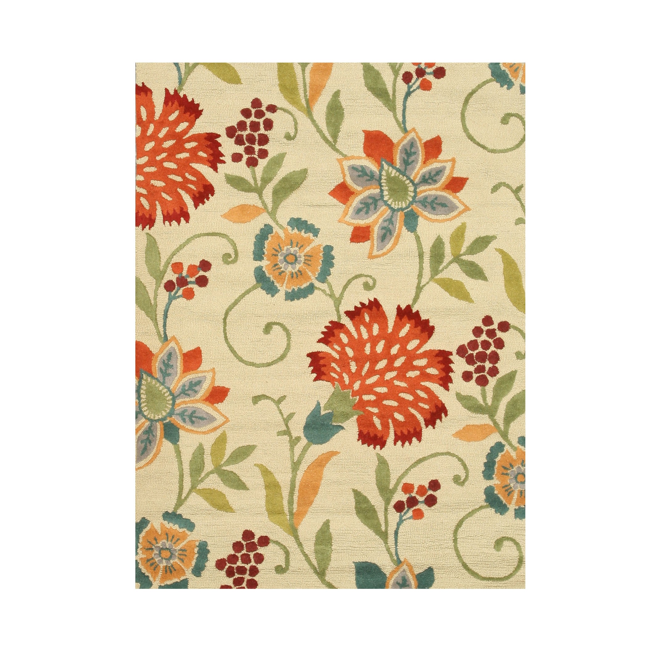 Eorc Hand tufted Spring Garden Beige Wool Rug (5x7)