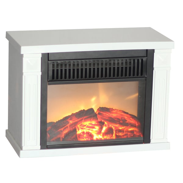 World Marketing EMF162 White Bookshelf Mini Fireplace