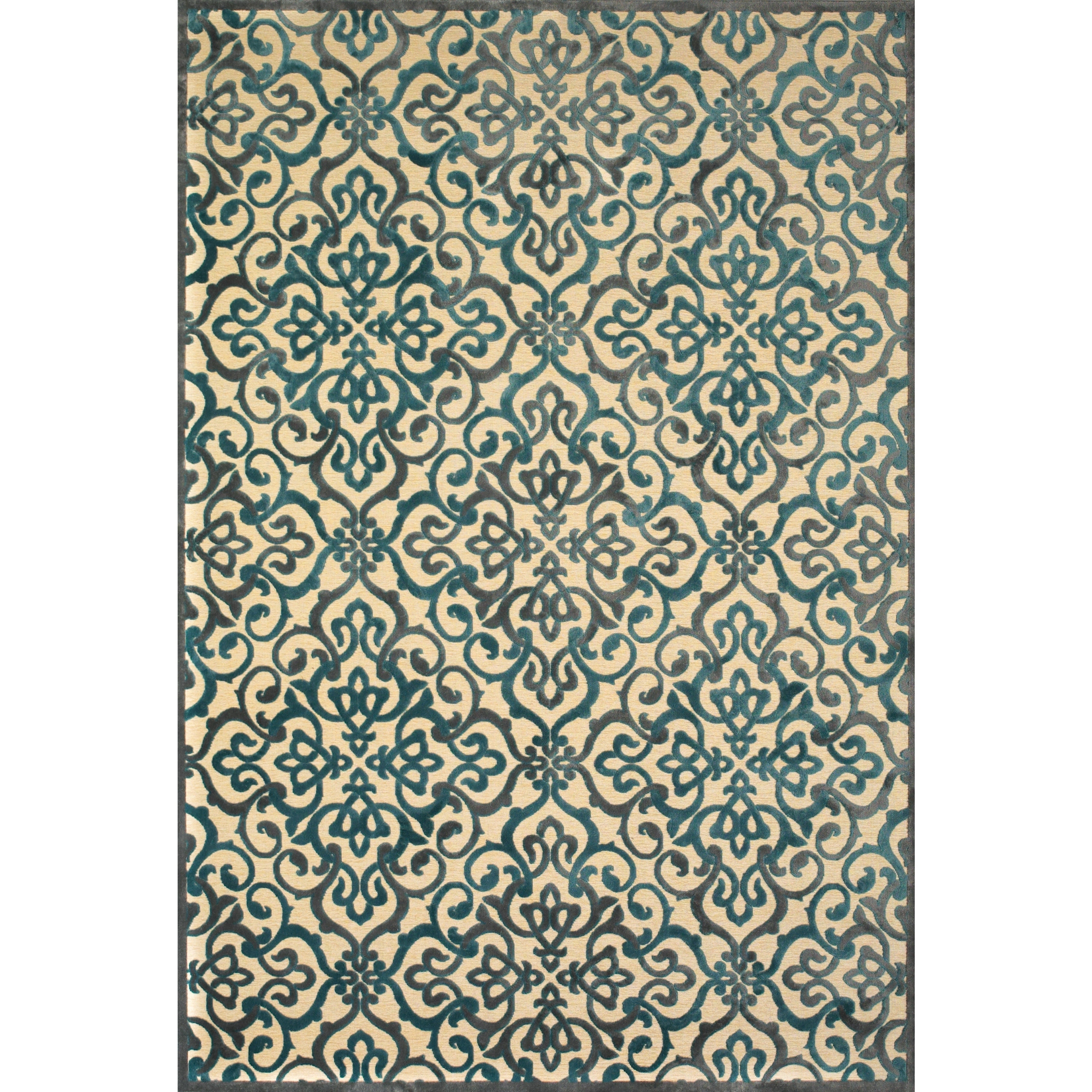 Carrara Cream/ Marine Viscose Rug (76x106)