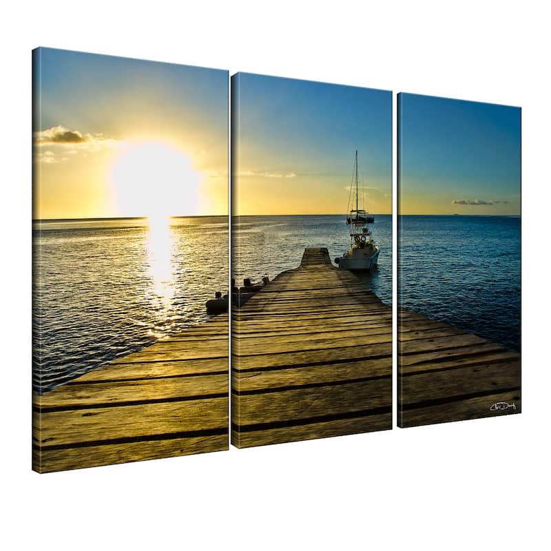 Christopher Doherty 'Wooden Pier' 3-piece Canvas Wall Art