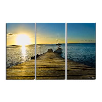 Christopher Doherty 'Wooden Pier' 3-piece Canvas Wall Art