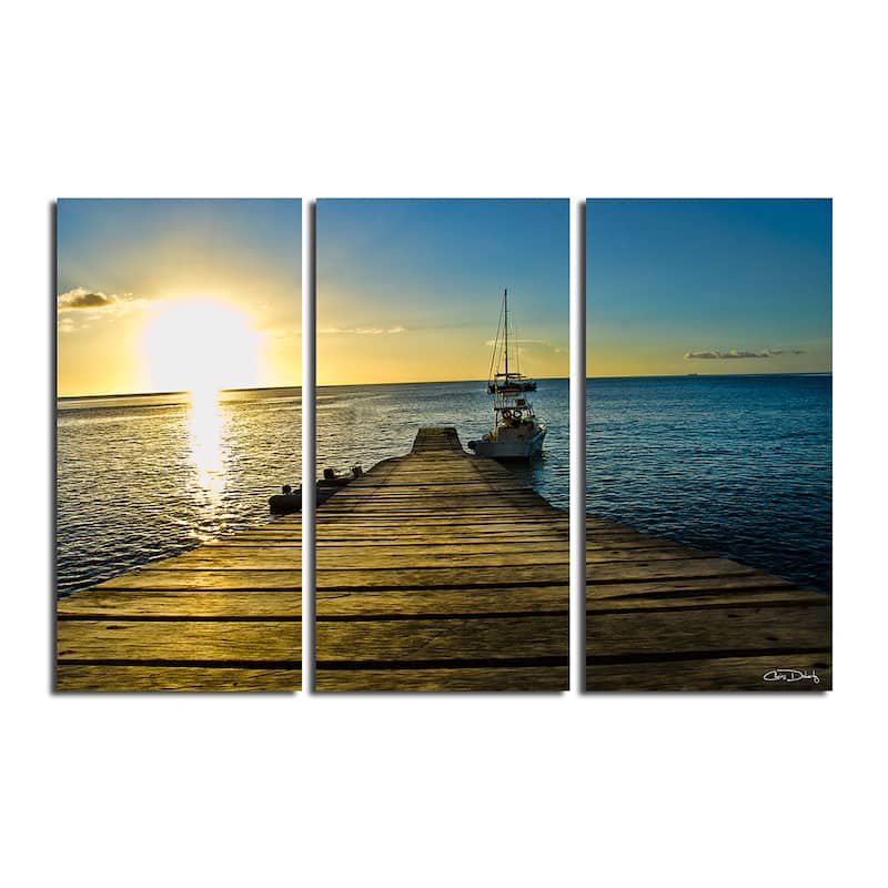Christopher Doherty 'Wooden Pier' 3-piece Canvas Wall Art