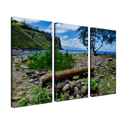 Chris Doherty 'Rocky Beach' 3-Pc Oversized Canvas Art