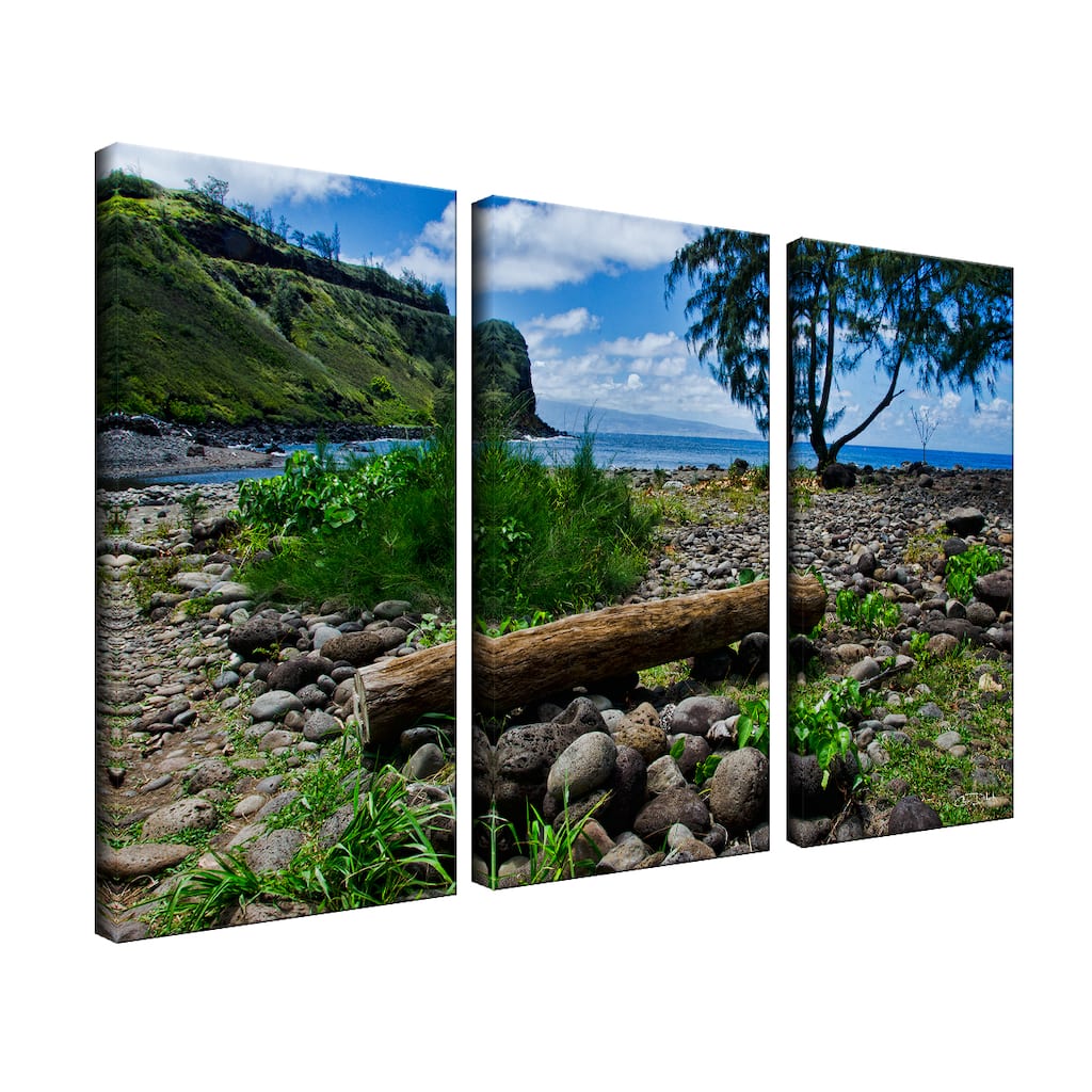 Chris Doherty 'Rocky Beach' 3-Pc Oversized Canvas Art