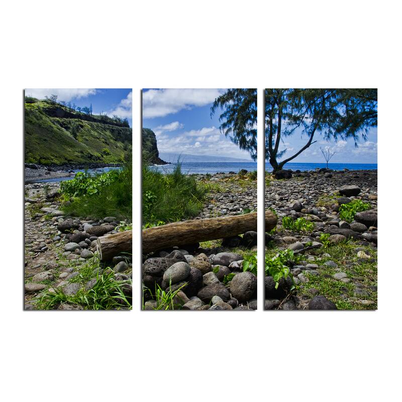 Chris Doherty 'Rocky Beach' 3-Pc Oversized Canvas Art