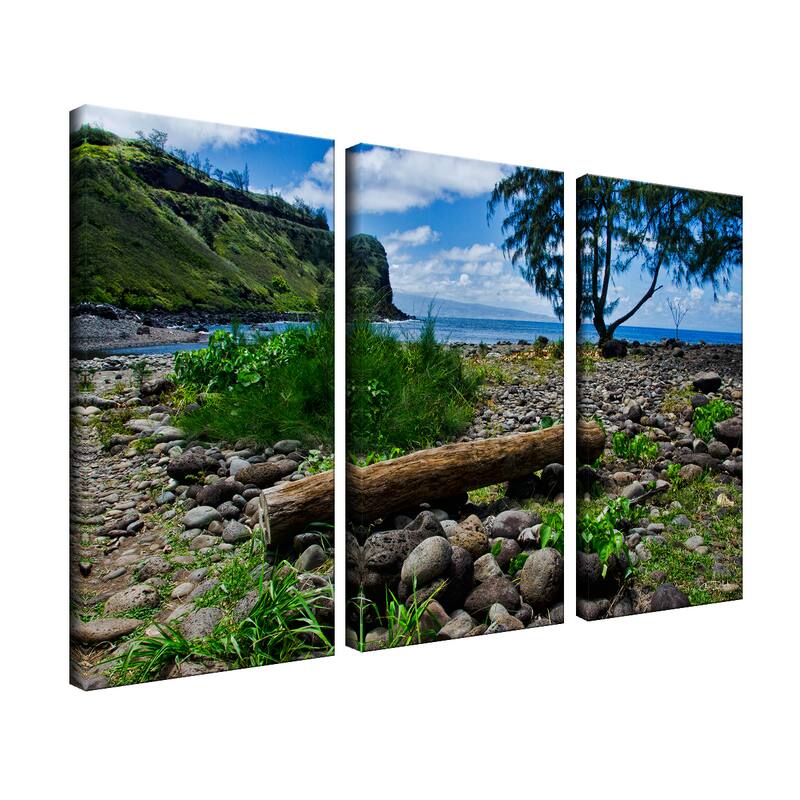 Chris Doherty 'Rocky Beach' 3-Pc Oversized Canvas Art