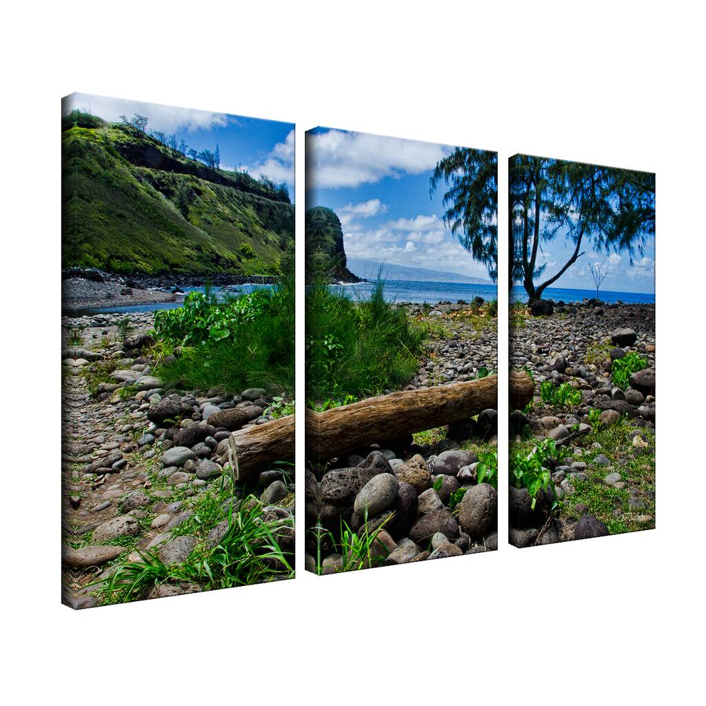 Chris Doherty 'Rocky Beach' 3-Pc Oversized Canvas Art