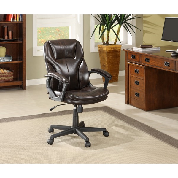 Shop Serta Roasted Chestnut Brown Puresoft Faux Leather Managers Office