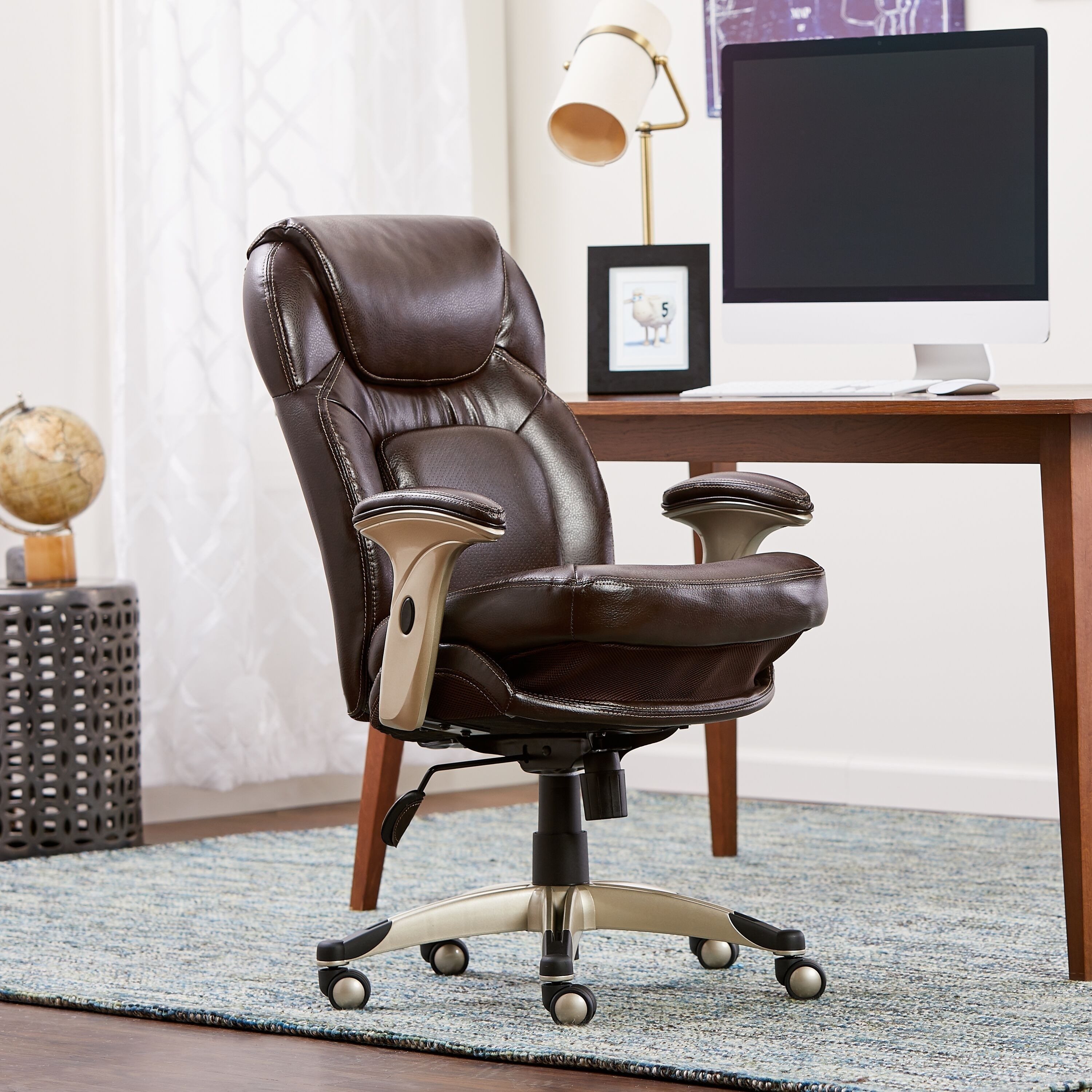 Serta Frye Chocolate Eco friendly Bonded Leather Back In Motion Health   Wellness Mid back Office Chair