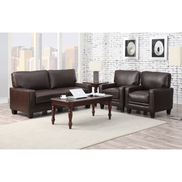 Serta RTA Monaco Collection 72 inch Brown Leather Sofa   16260153