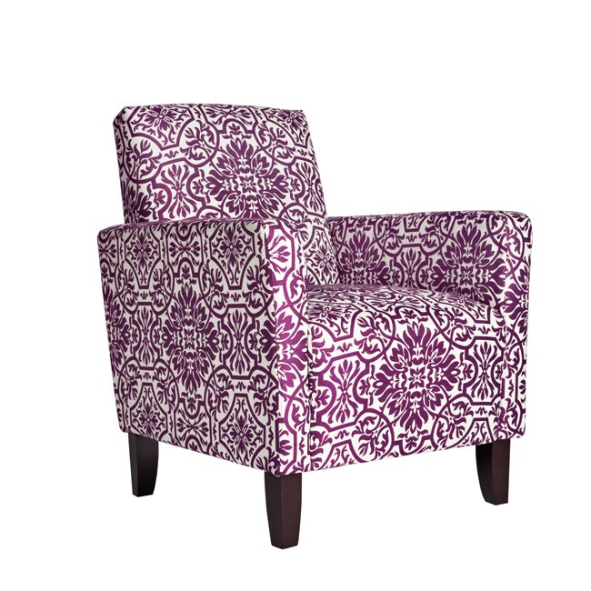 purple and white accent chair