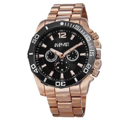 August Steiner Men's Swiss Quartz Multifunction Rose-Tone Bracelet Watch