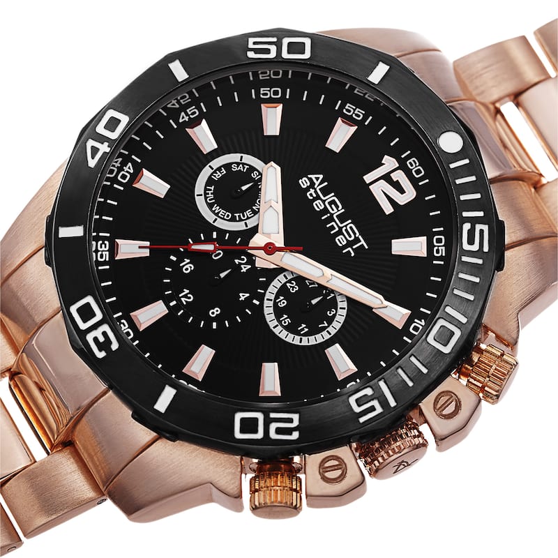 August Steiner Men's Swiss Quartz Multifunction Rose-Tone Bracelet Watch