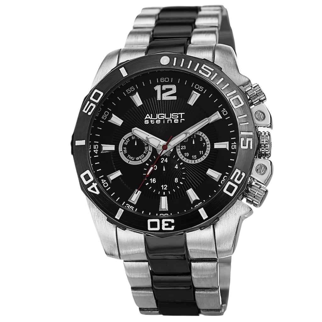 August Steiner Men's Swiss Quartz Multifunction Two-Tone Bracelet Watch