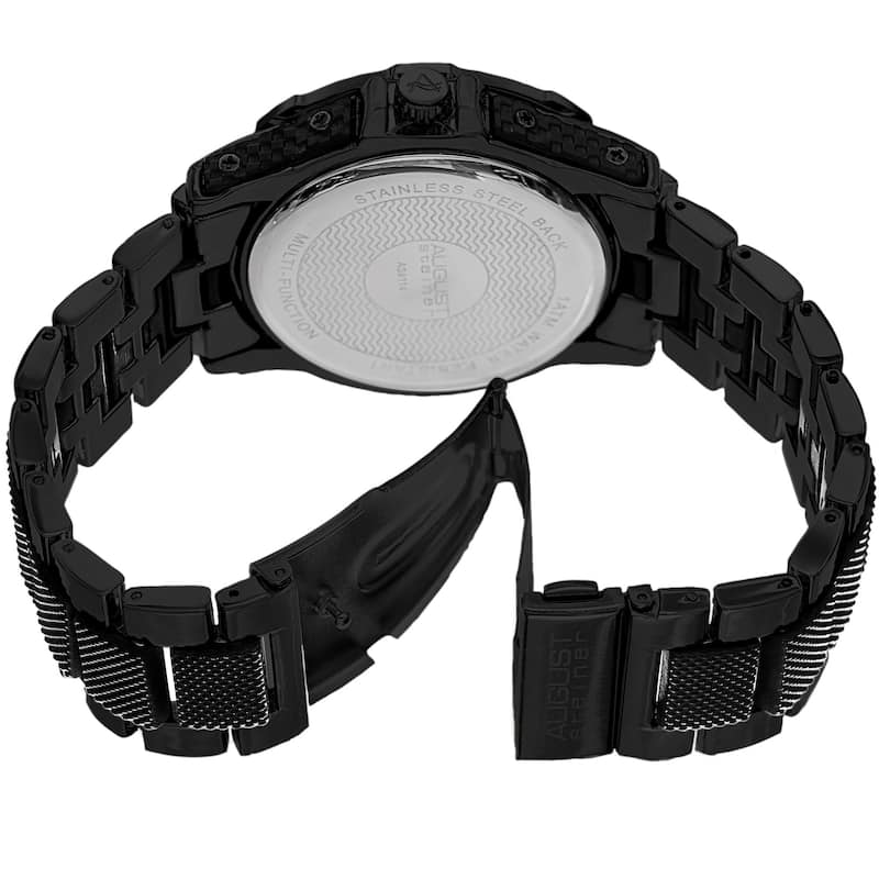 August Steiner Men's Quartz Multifunction Black Bracelet Watch