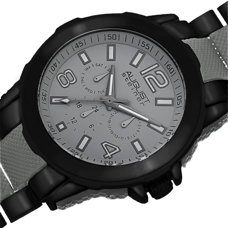 August Steiner Men's Quartz Multifunction Grey Bracelet Watch