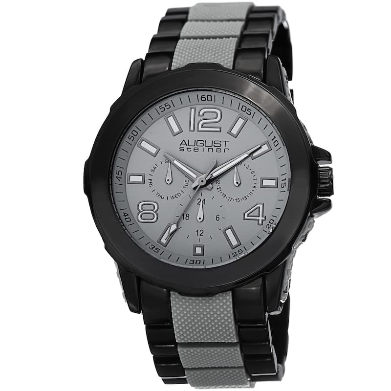 August Steiner Men's Quartz Multifunction Grey Bracelet Watch