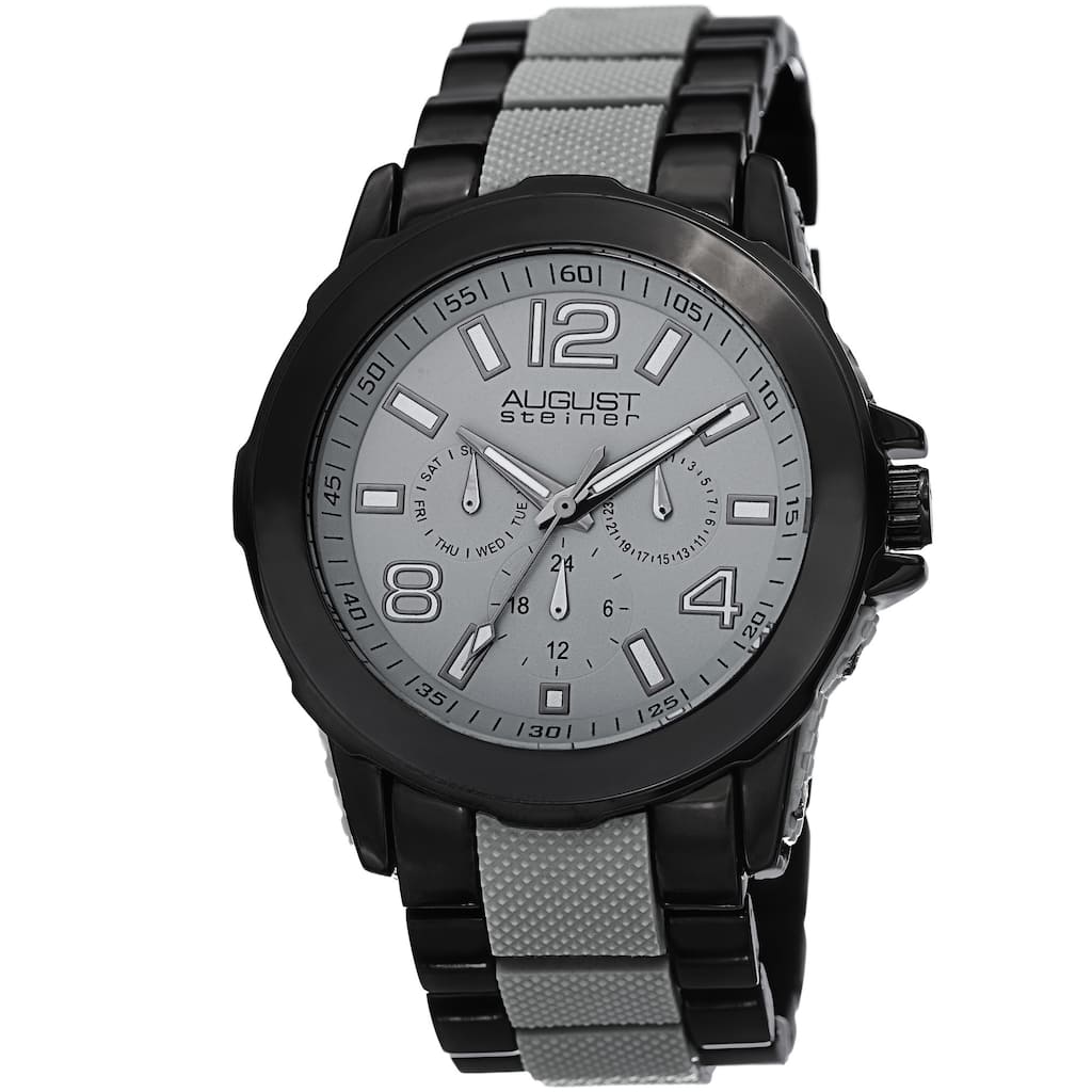 August Steiner Men's Quartz Multifunction Grey Bracelet Watch