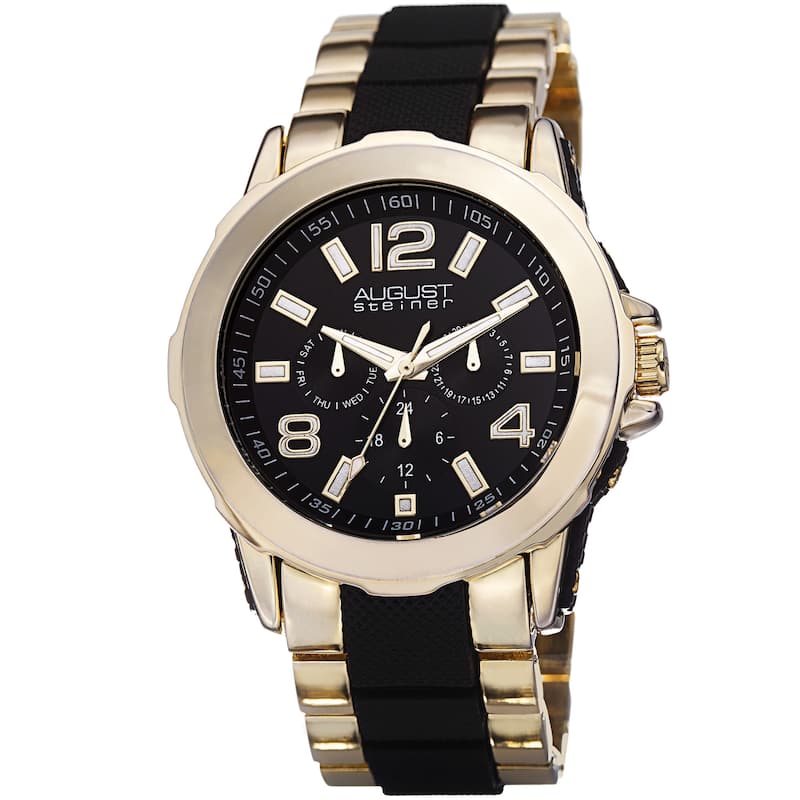 August Steiner Men's Quartz Multifunction Gold-Tone Bracelet Watch