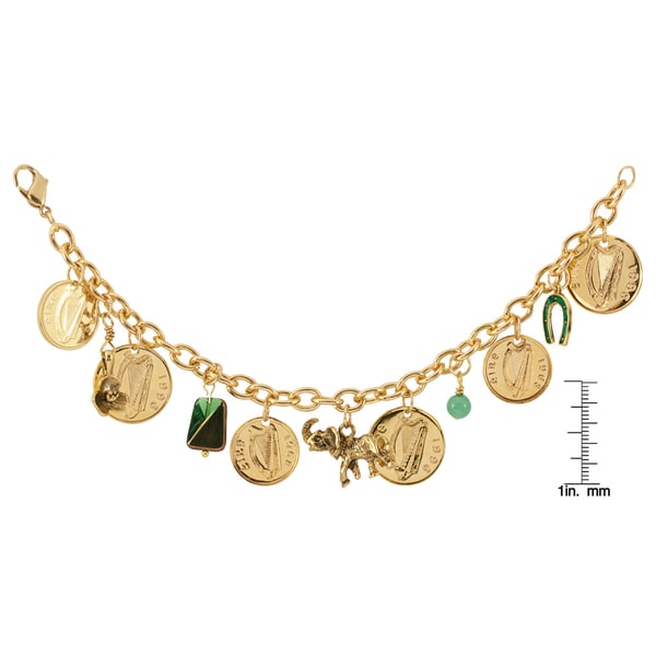 Gold Overlay Irish Coin Charm Bracelet