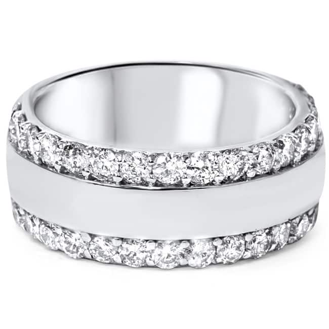 14k White Gold 2 3/4ct TDW Diamond Double Row Band - 4