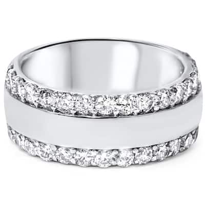 14k White Gold 2 3/4ct TDW Diamond Double Row Band