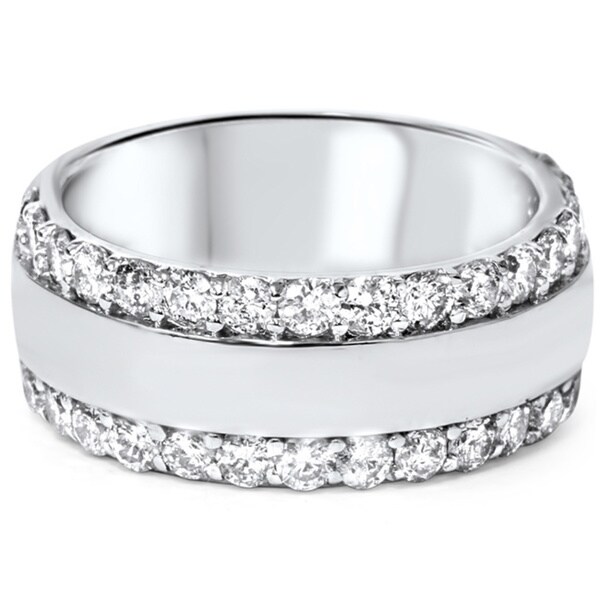 14k White Gold 2 3/4ct TDW Diamond Double Row Band