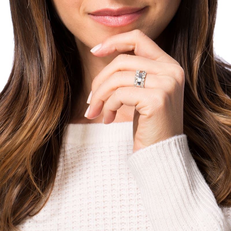14k White Gold 2 3/4ct TDW Diamond Double Row Band