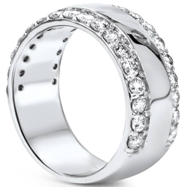 14k White Gold 2 3/4ct TDW Diamond Double Row Band
