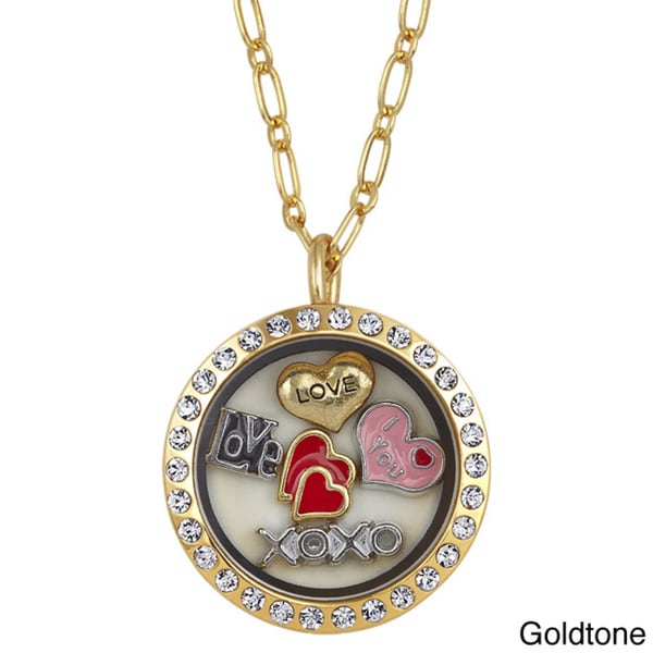 Charming Locket Round Rhinestone Love Charm Locket