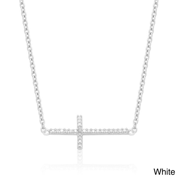Shop Finesque Diamond Accent Sideways Cross Necklace - Free Shipping On ...
