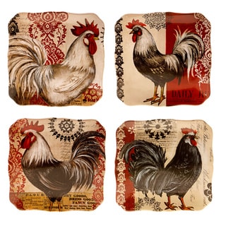 Certified International Fancy Rooster Assorted Dinner Plates Set Of 4   Hand Painted Fancy Rooster 10.5 Inch Assorted Ceramic Dinner Plates Set Of 4 P16260296 