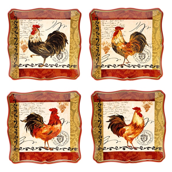 Shop Hand-painted Tuscan Rooster 10.25-inch Assorted Ceramic Dinner ...