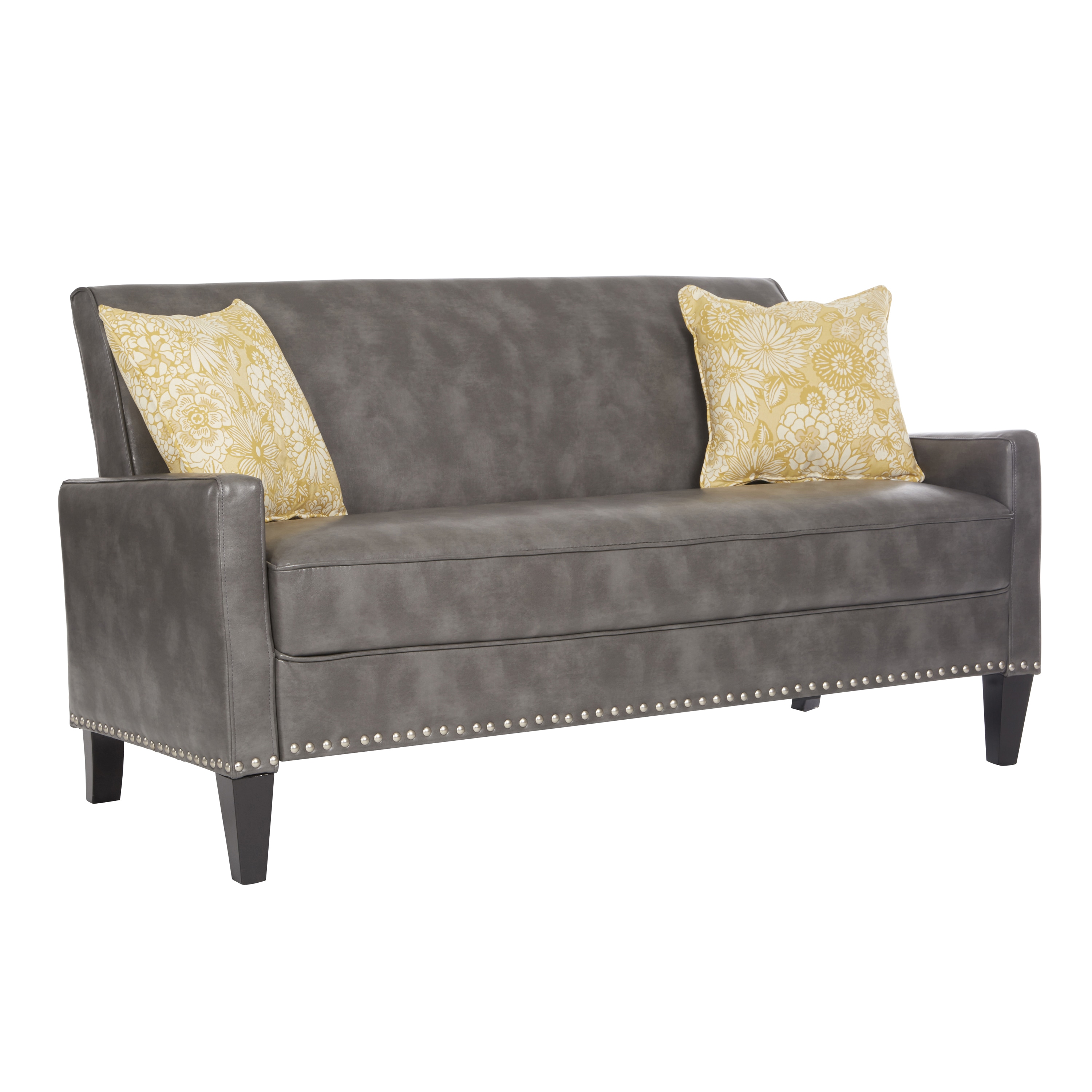 Angelohome Charcoal Gray Renu Leather Sutton Sofa